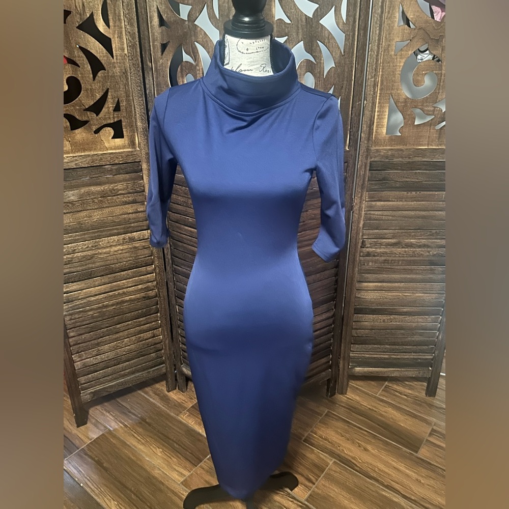 Unique Vintage Navy 3/4 Sleeve Dress